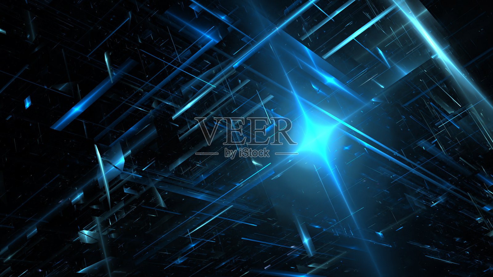 技术抽象未来光未来科学背景。概念蓝色科技透视现代数字空间。三维渲染照片摄影图片