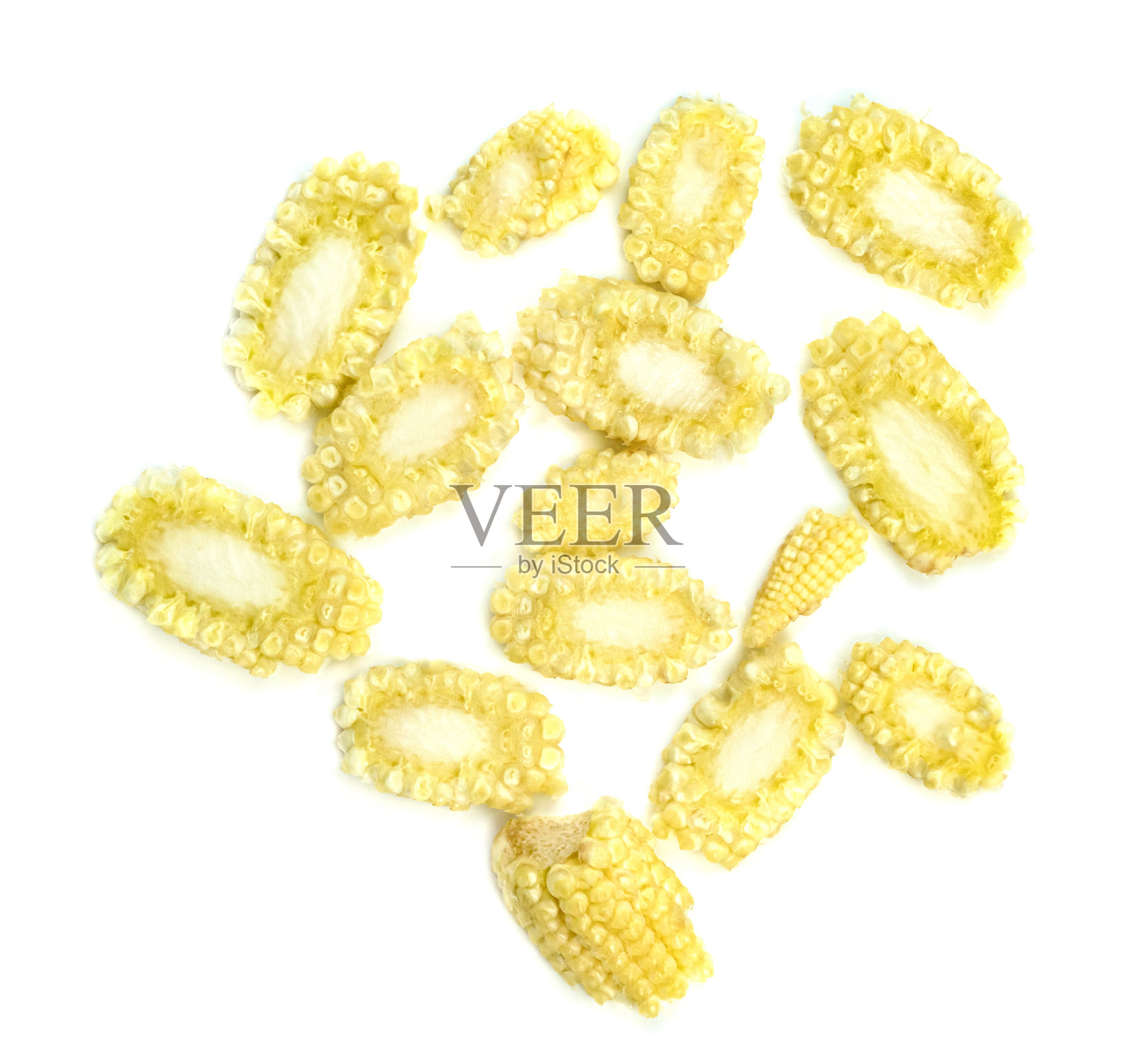 小玉米切片孤立在白色背景照片摄影图片