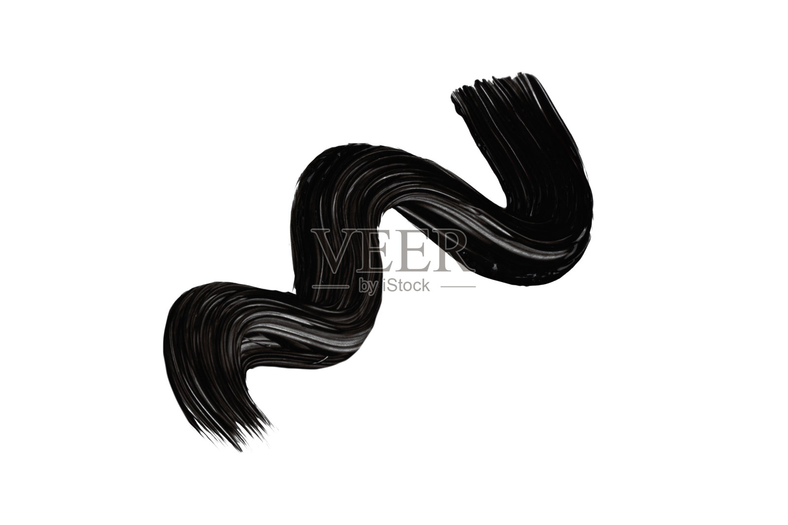 黑色的睫毛膏笔触在白色的背景上被隔离。照片摄影图片