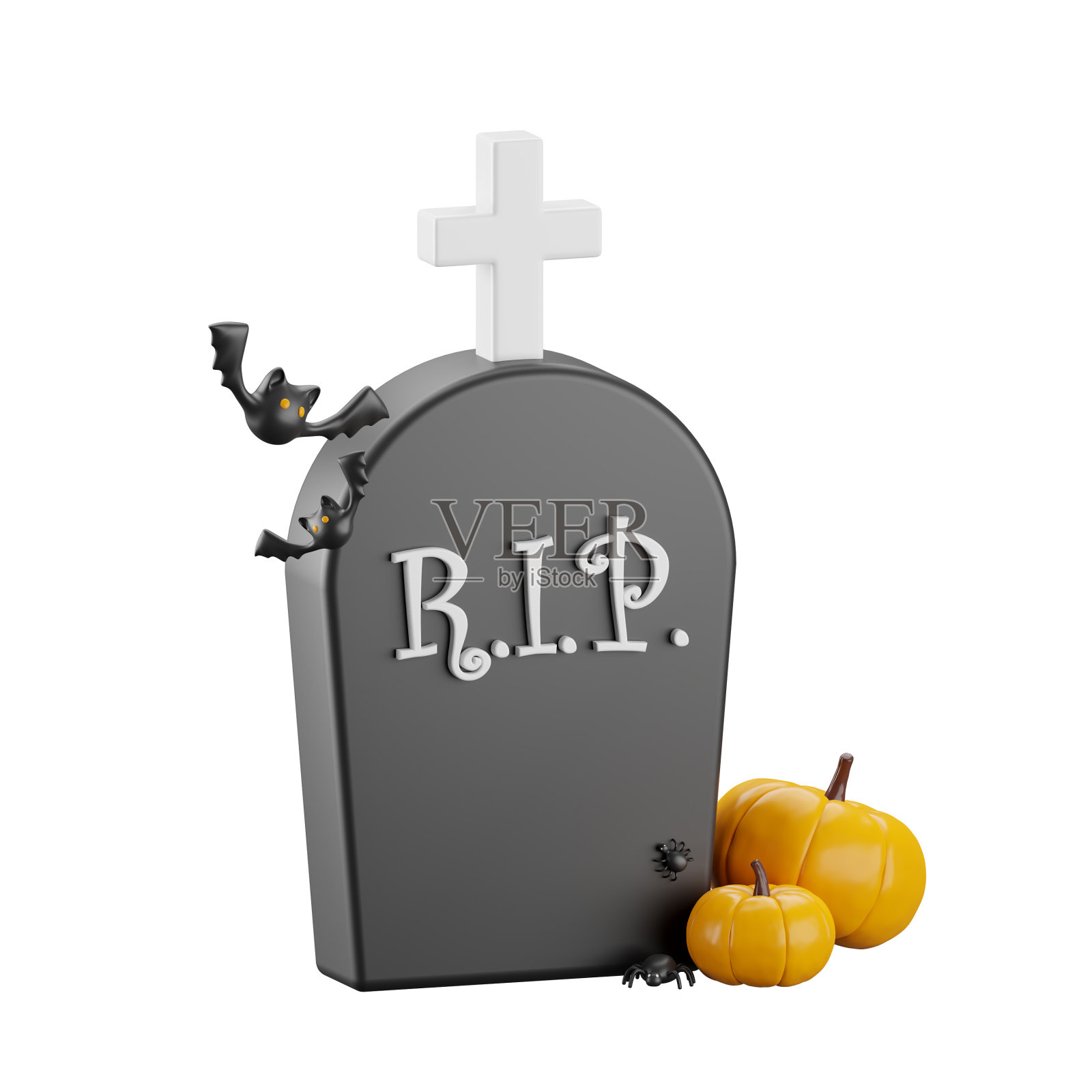 万圣节墓地的3d图标。照片摄影图片