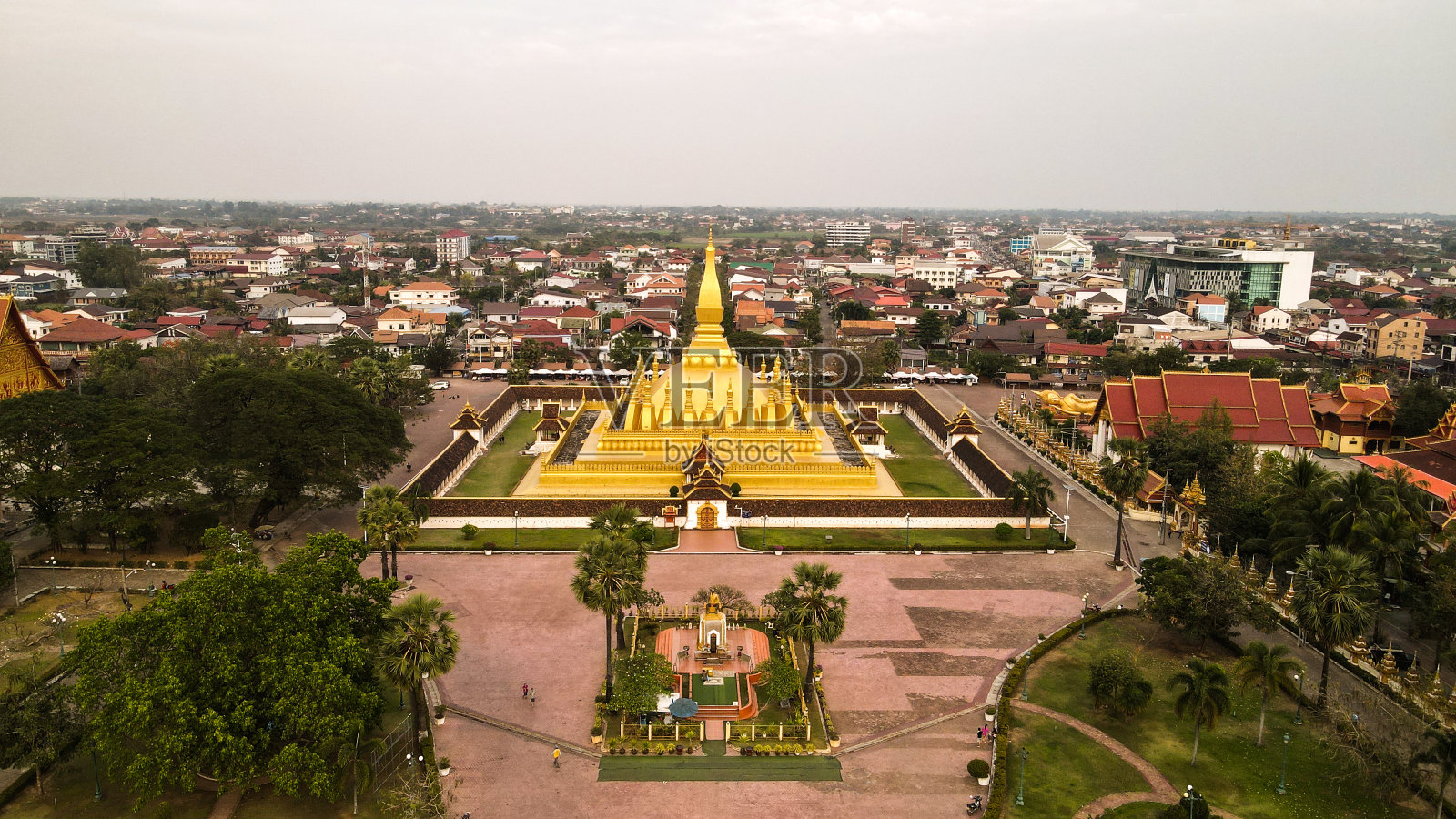老挝万象鸟瞰图照片摄影图片