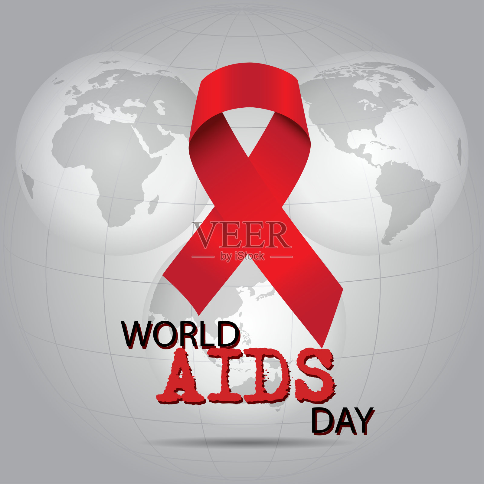 提高艾滋病意识的丝带，世界艾滋病日的象征插画图片素材