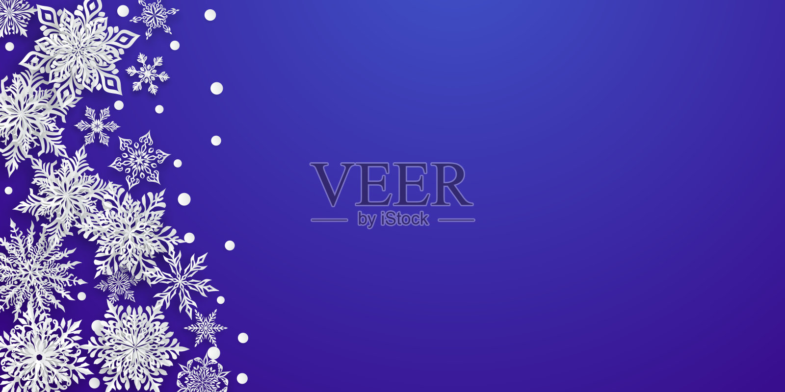 圣诞插图与纸雪花插画图片素材