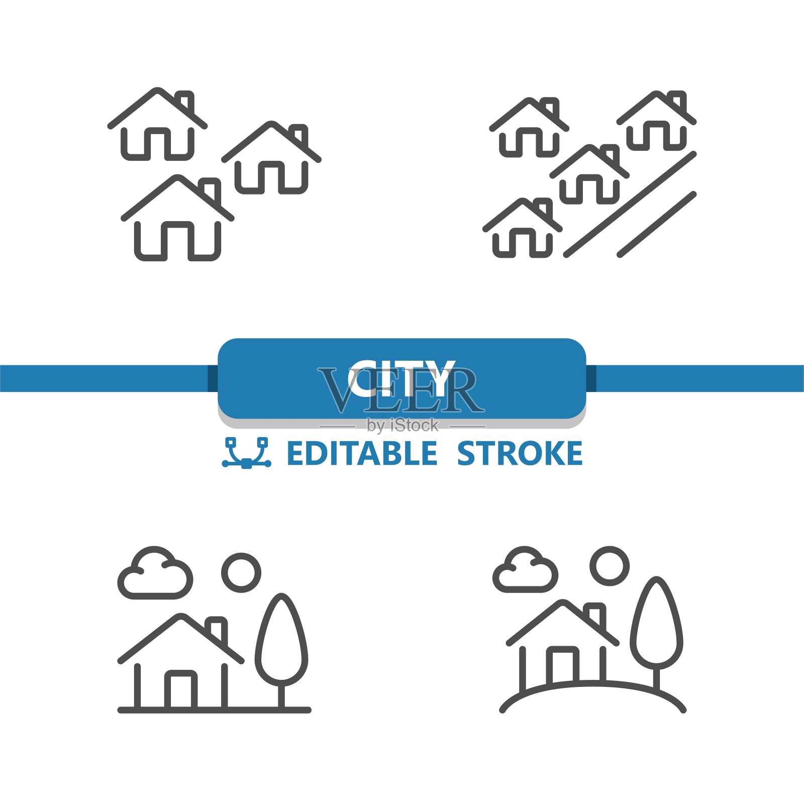 城市图标。房子，家庭，社区，郊区图标插画图片素材