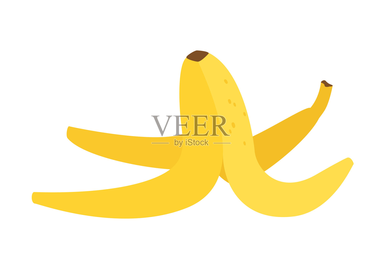 香蕉皮上滑倒了。有机垃圾。浪费。垃圾分类、回收。矢量插图。插画图片素材