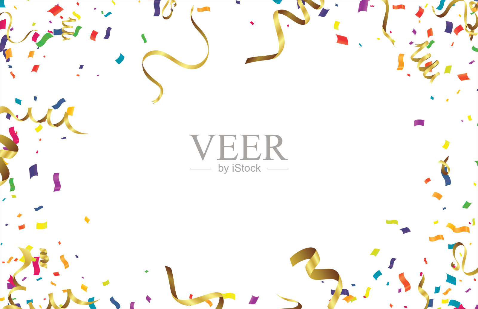 庆祝背景与五彩纸屑和丝带。矢量插图。插画图片素材