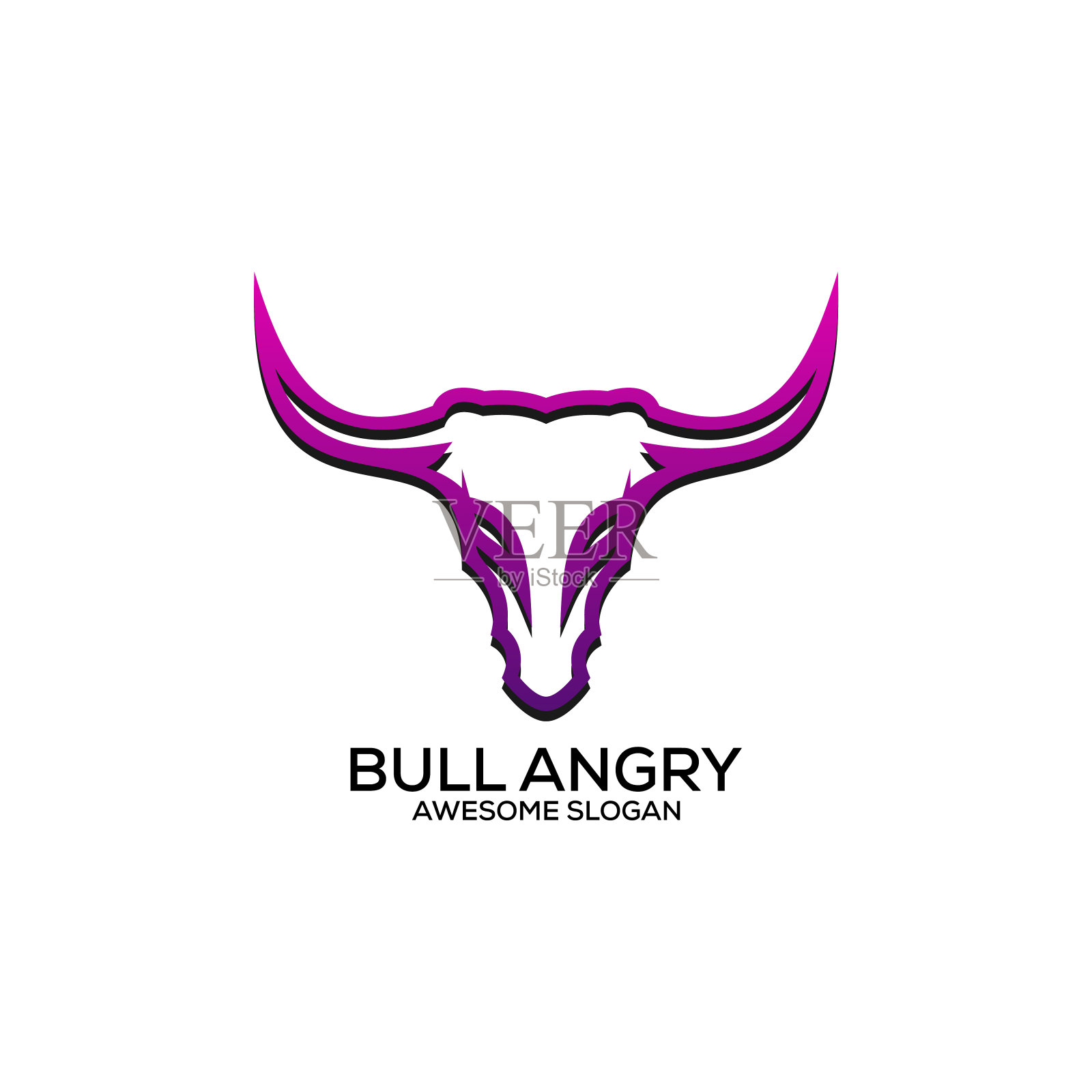 牛怒设计渐变线条艺术插画图片素材