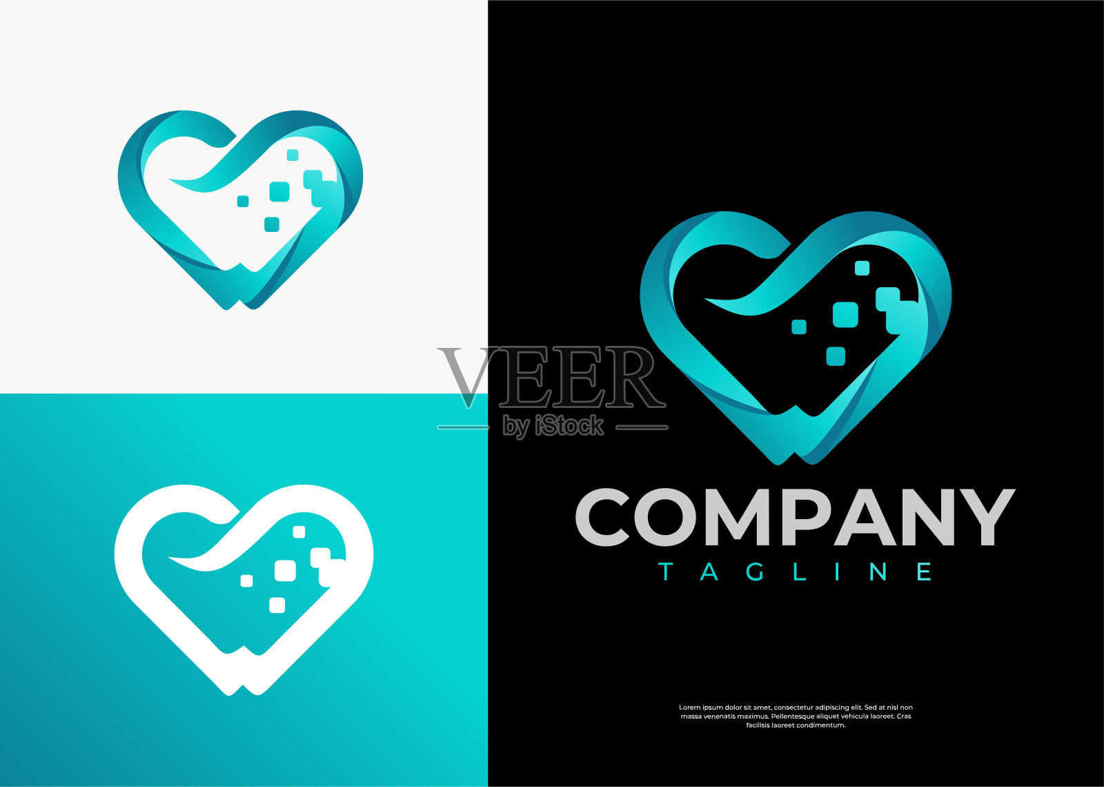 现代科技像素抽象牙心品牌设计插画图片素材