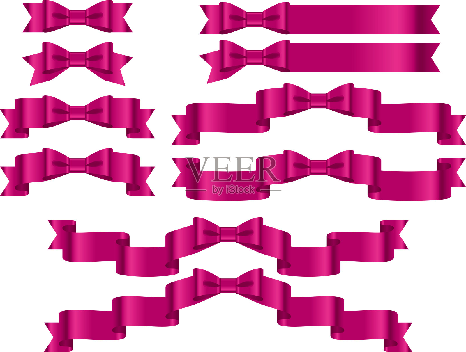 缎带011-24蝴蝶W线插画图片素材