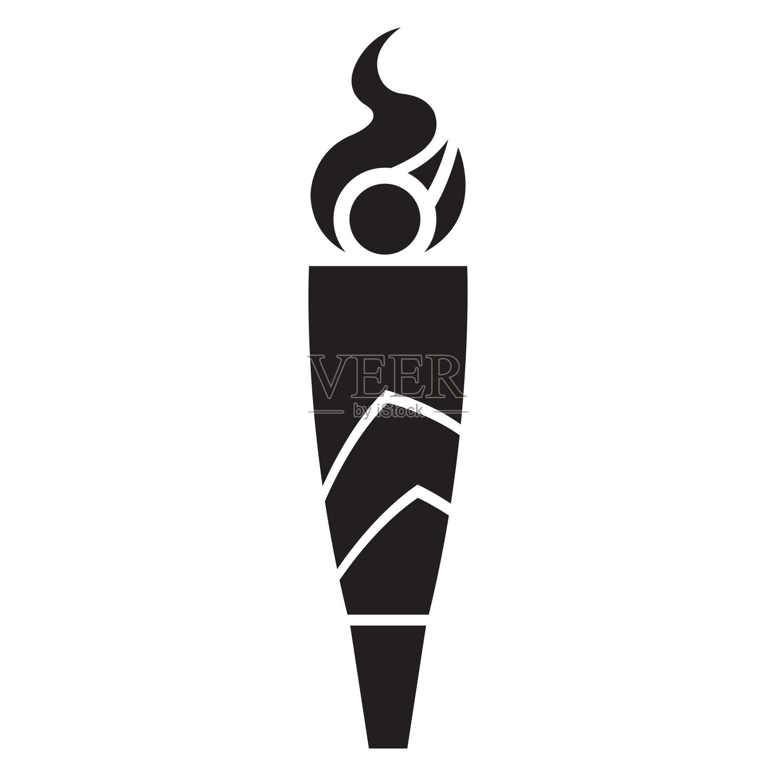 黑色抽象长火炬和火图标插画图片素材