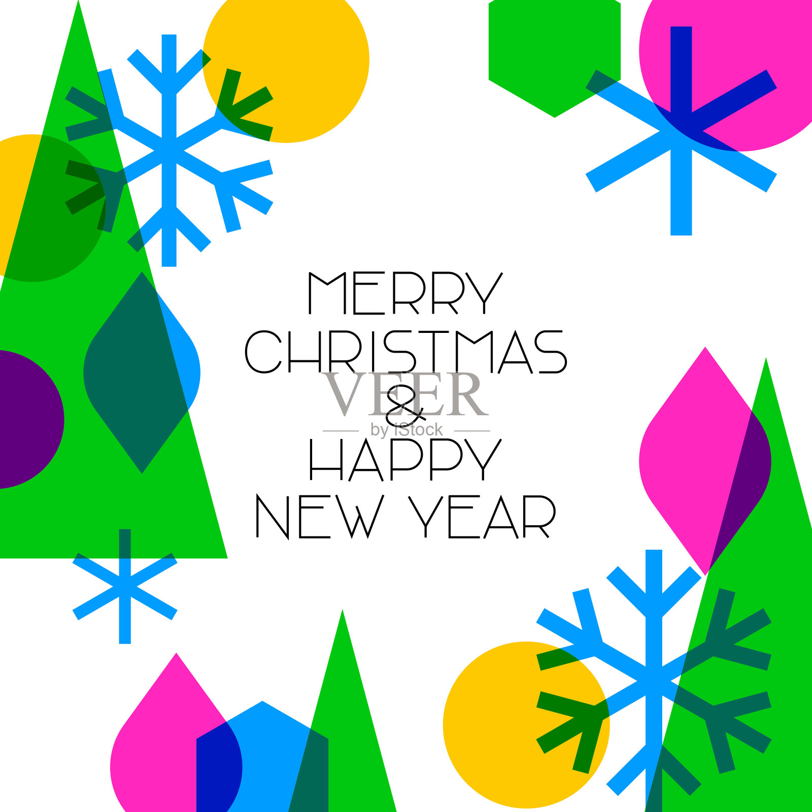 圣诞新年抽象几何设计贺卡插画图片素材