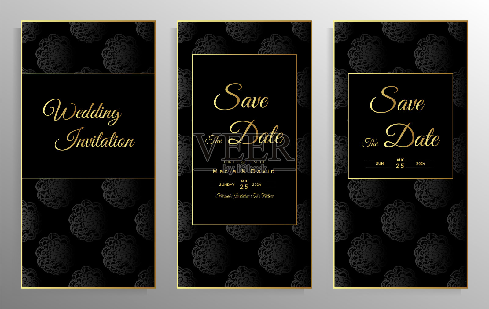 婚礼请柬设计。插画图片素材