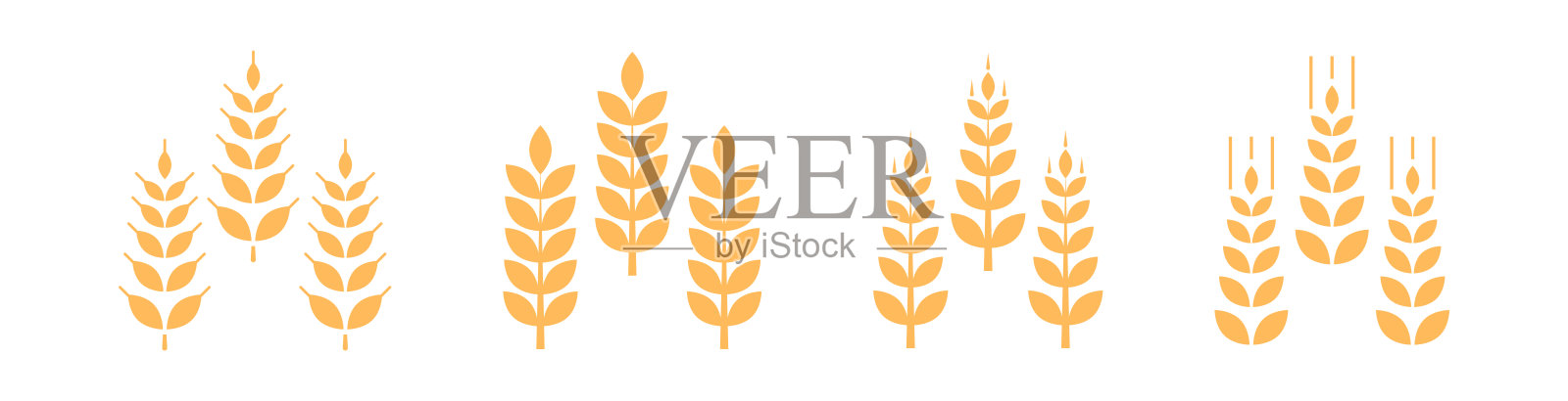 小麦图标集。小麦的象征。农业小麦标志。矢量图插画图片素材