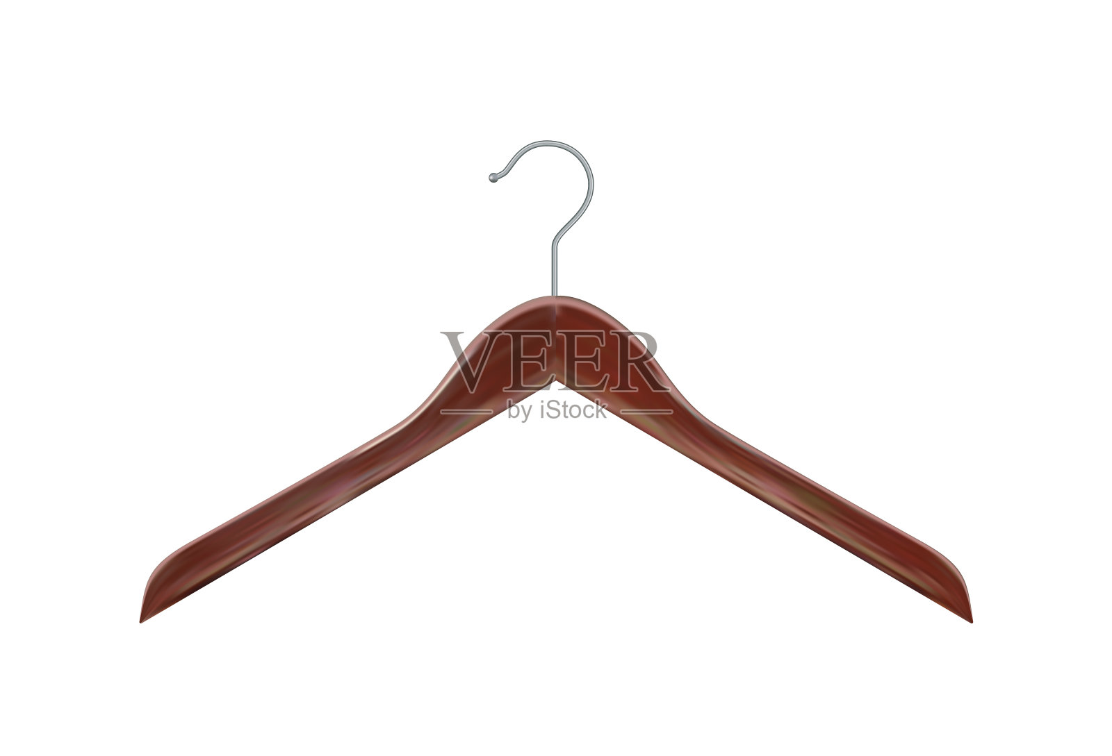 木制衣架，红木衣架。现实矢量衣架木制衣架的特写在背景上隔离。设计模板，剪贴画或布局的图形。向量插画图片素材