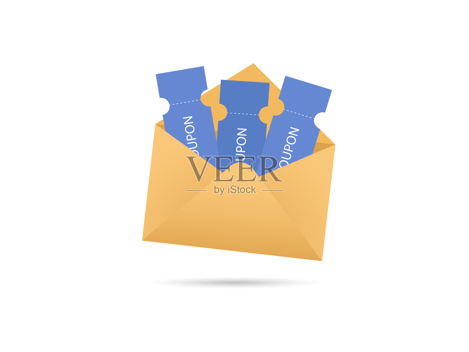 折扣券，打开信封。幸运礼品优惠，忠诚计划福利理念插画图片素材