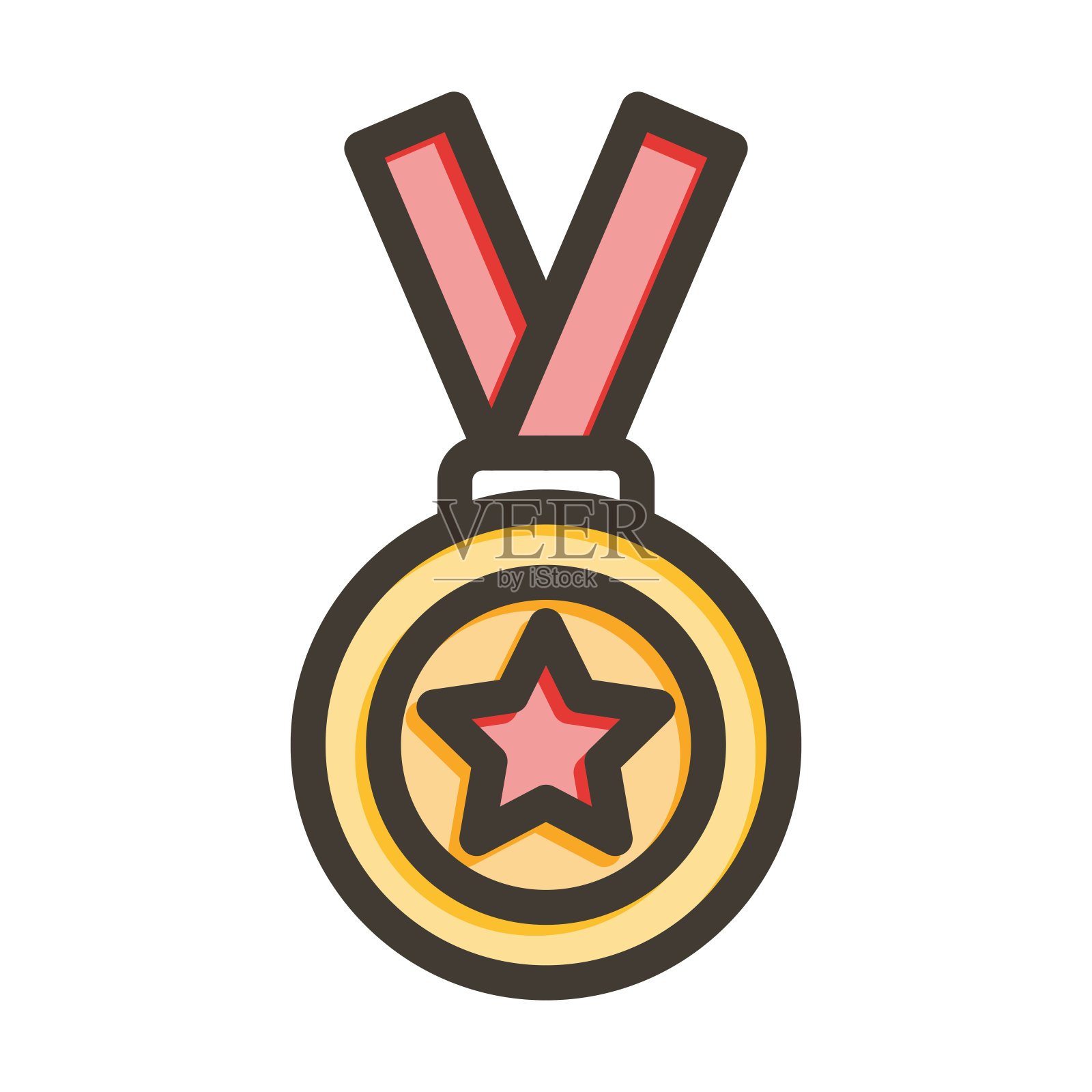 奖牌矢量粗线填充颜色图标为个人和商业用途。插画图片素材