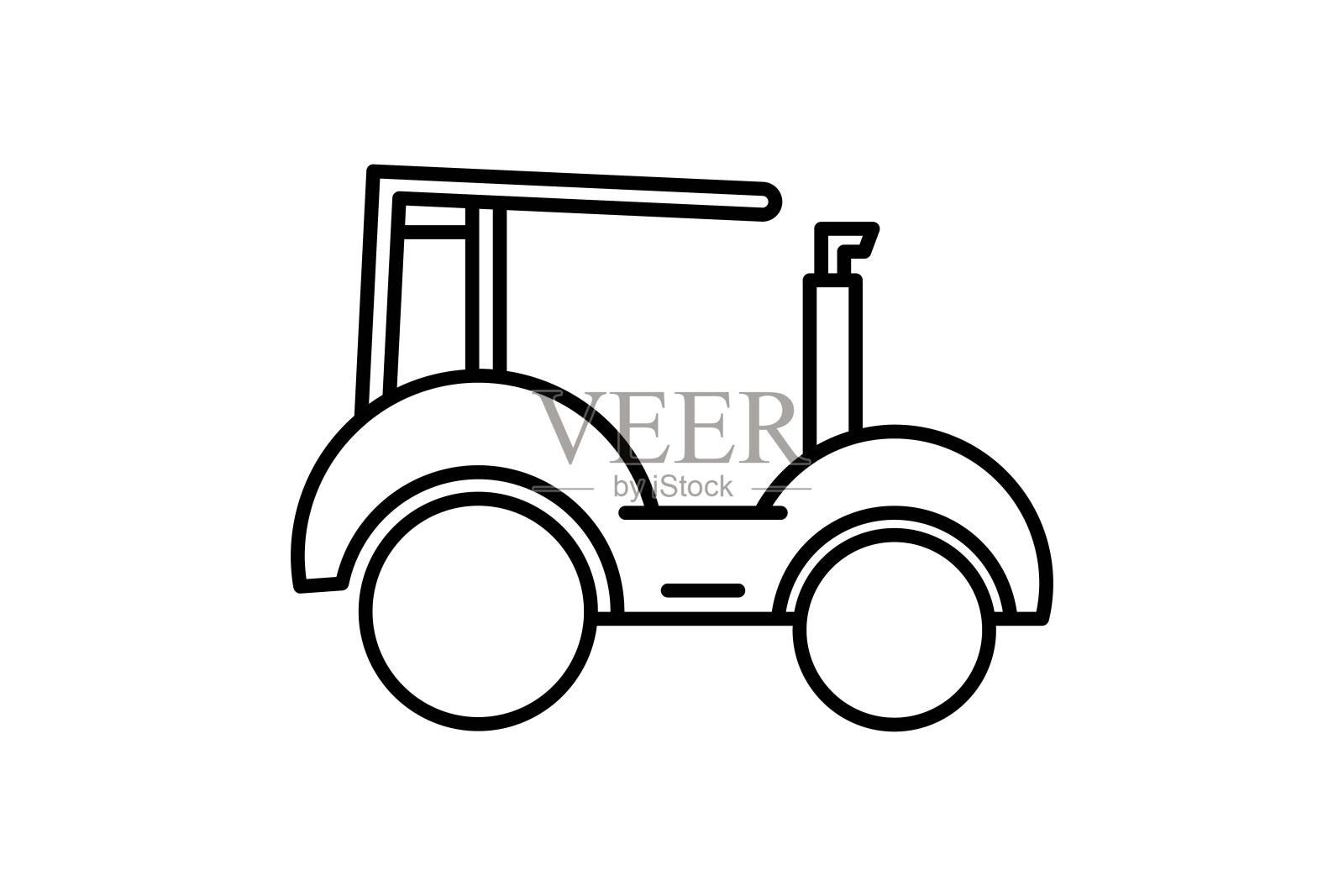 拖拉机图标。与农场和农场相关的图标。适用于网站设计，应用程序，用户界面。线条图标样式。简单的矢量设计可编辑插画图片素材