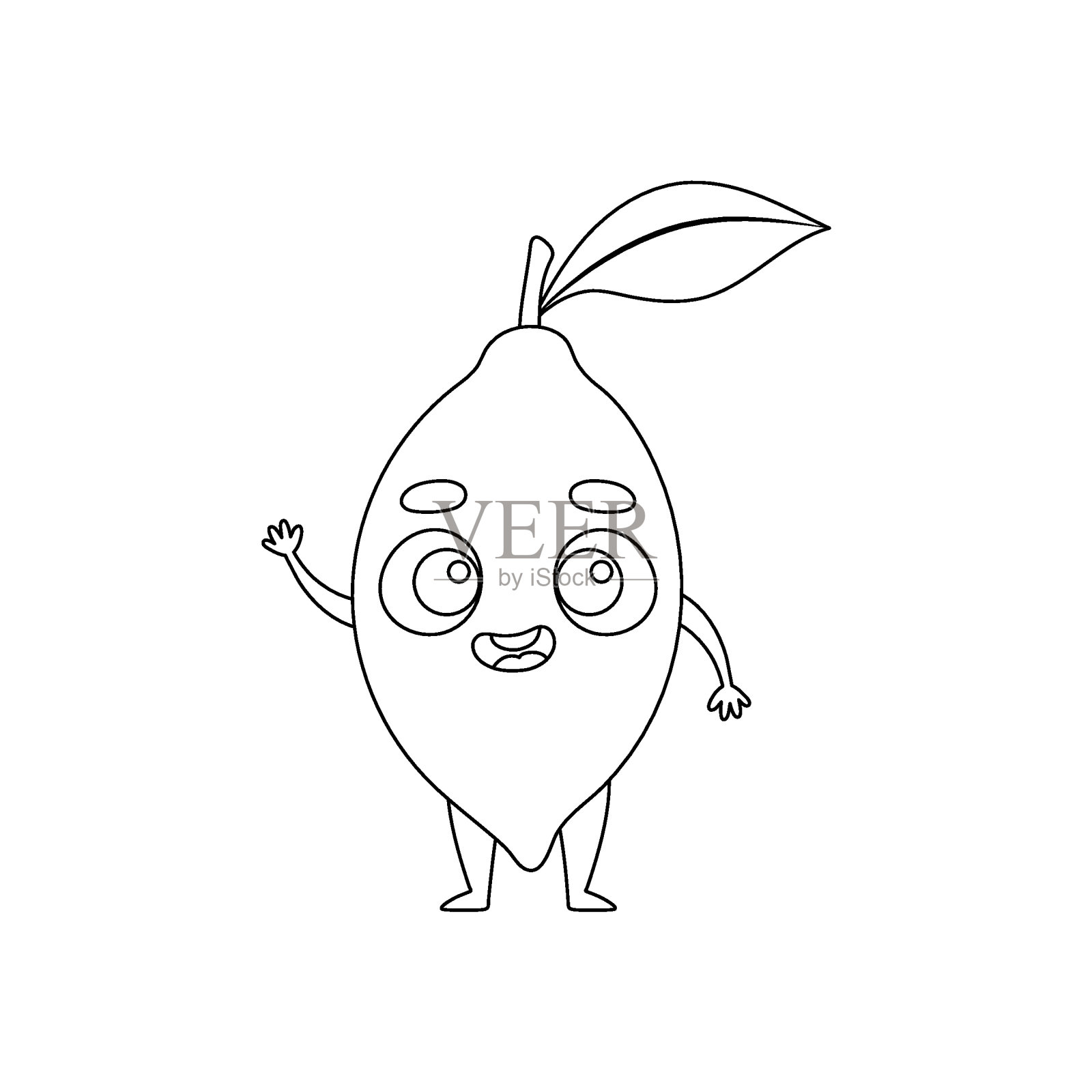 填色页有趣的柠檬。儿童涂色书。学龄前儿童和幼儿与可爱的动物的教育活动。矢量图插画图片素材