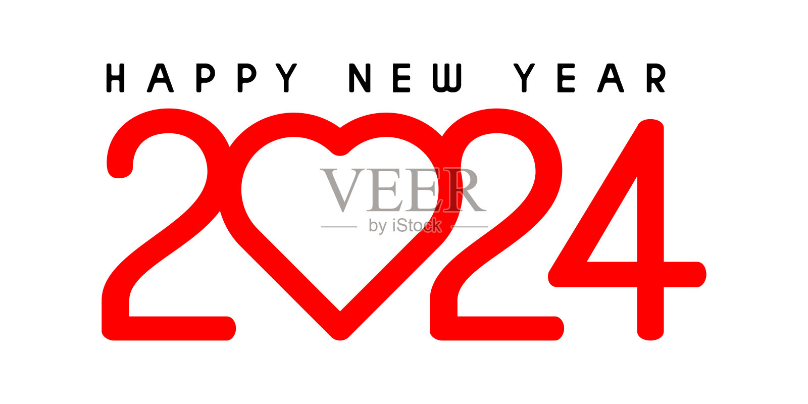 2024新年设计模板与排版标志矢量插图。现代背景的封面，网页横幅和贺卡等。插画图片素材