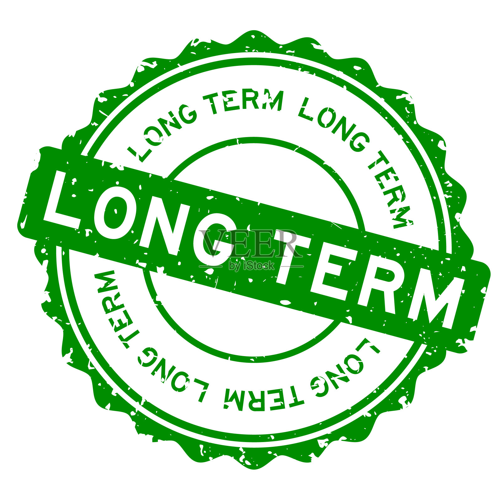 垃圾绿色长期字圆形橡胶印章白色背景插画图片素材