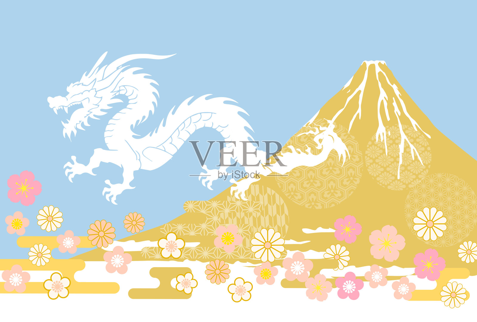 2024龙年贺卡模板插画图片素材