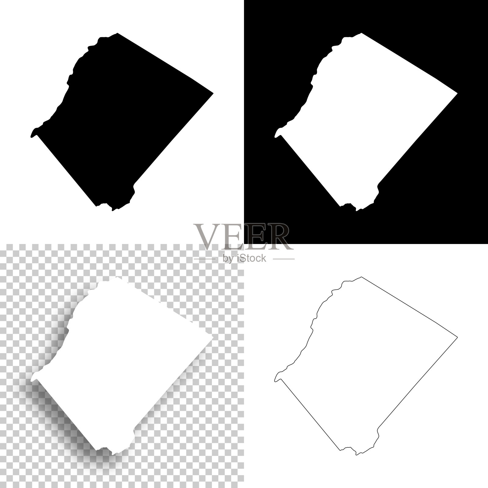 苏塞克斯县，新泽西州。设计地图。空白，白色和黑色背景插画图片素材