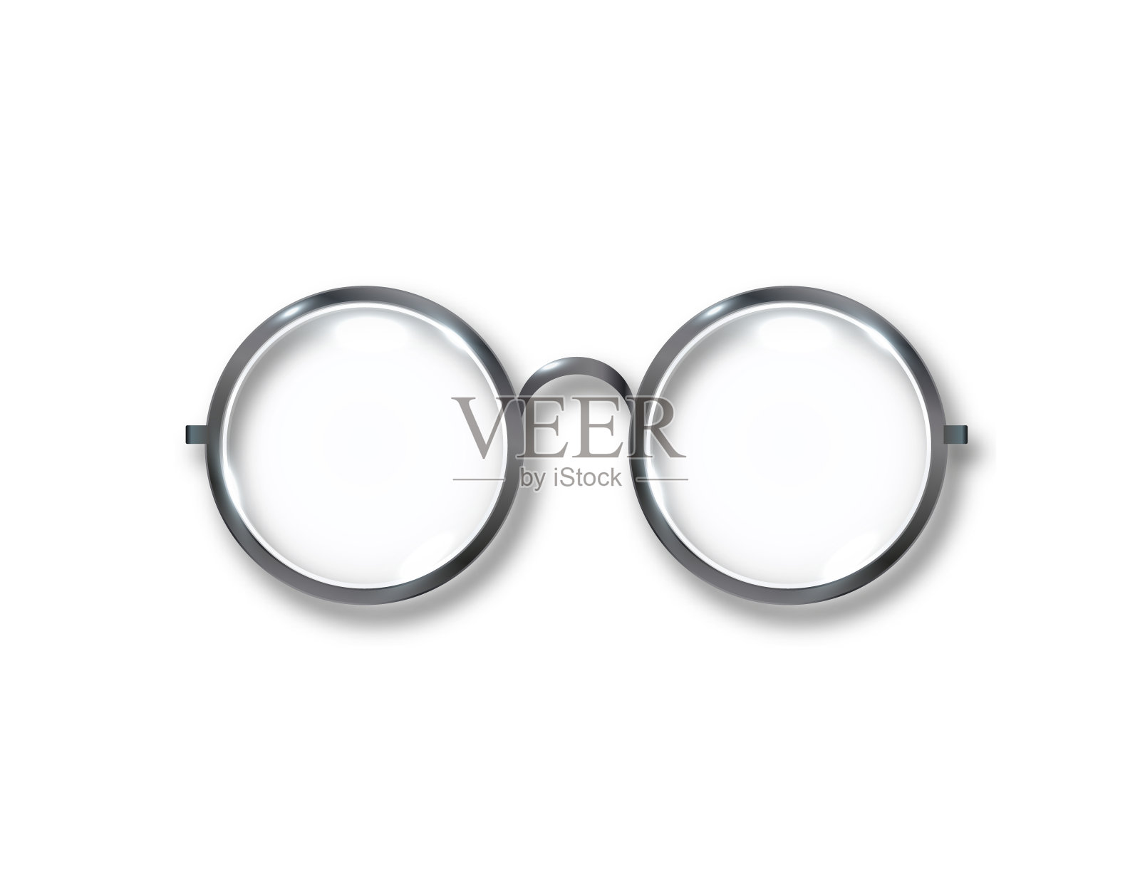 黑色眼镜圆形黑框眼镜配件。光学看好镜头复古趋势。向量插画图片素材