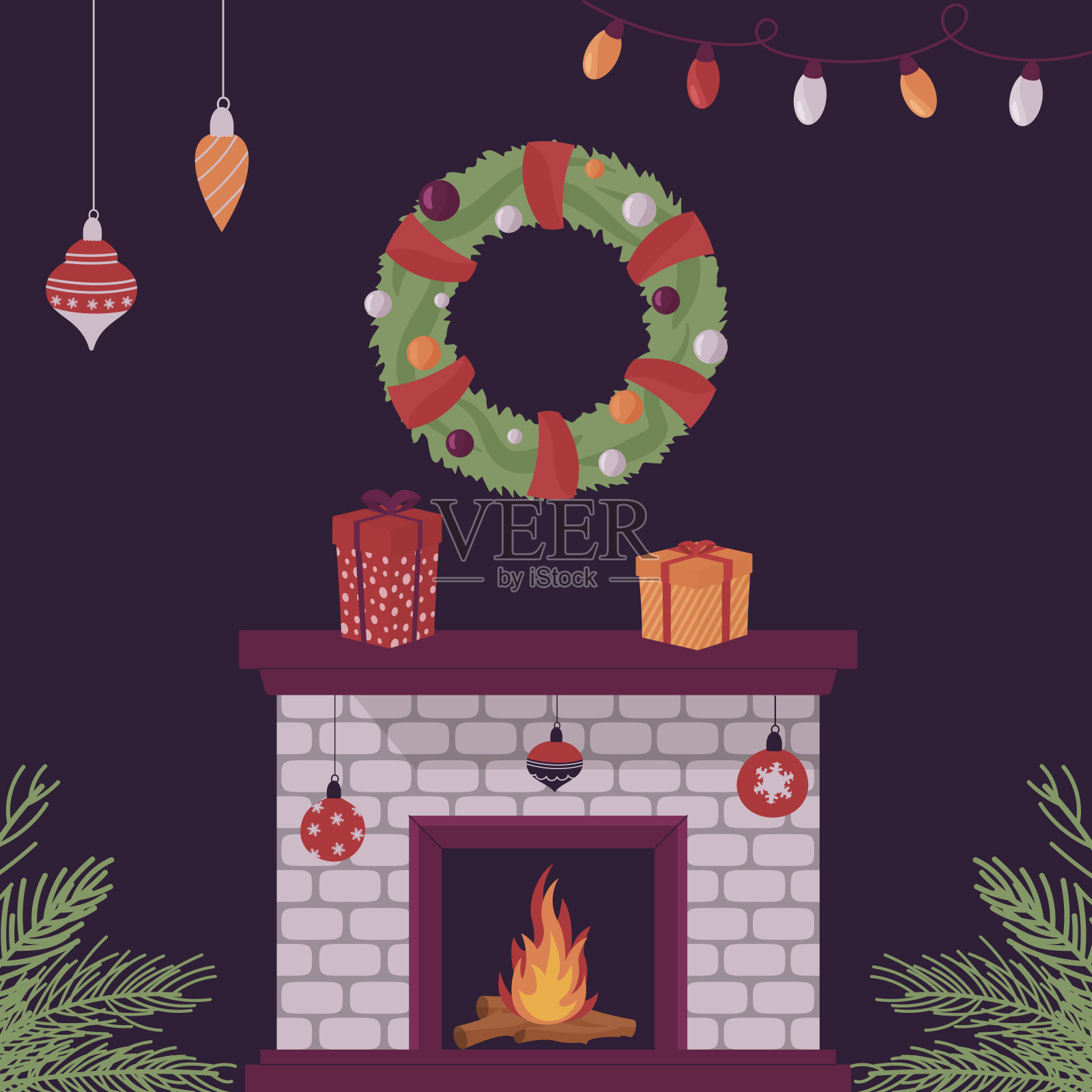 圣诞贺卡插画图片素材