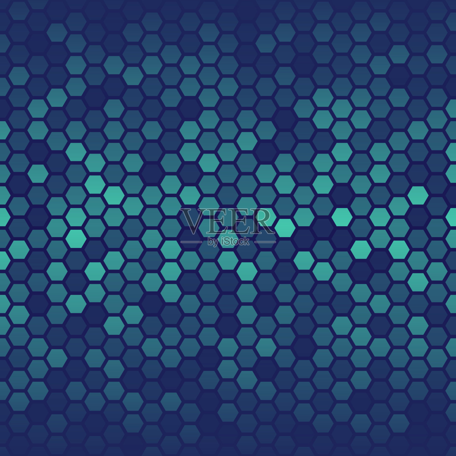 抽象几何背景-六角形马赛克与绿色梯度插画图片素材