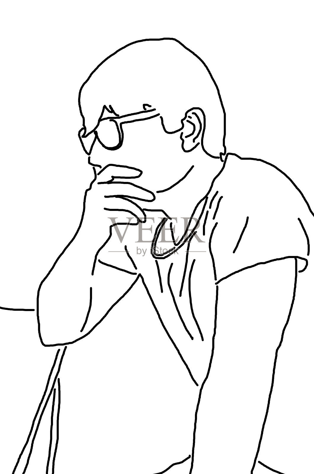 一个年轻人的思想画像插画图片素材