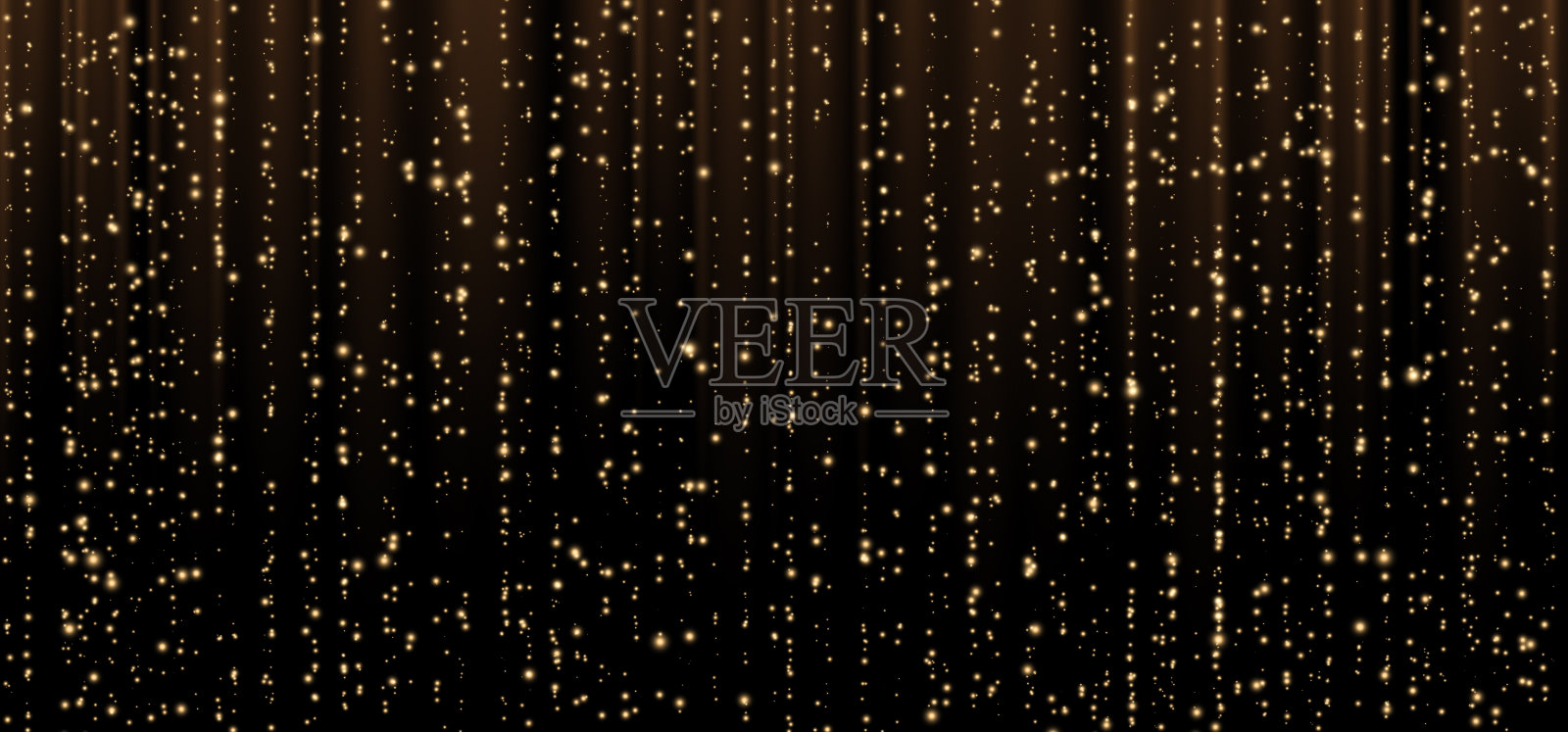 节日矢量背景与金色闪闪发光的圣诞节庆祝活动和五彩纸屑。黑色背景与发光的金色颗粒。插画图片素材