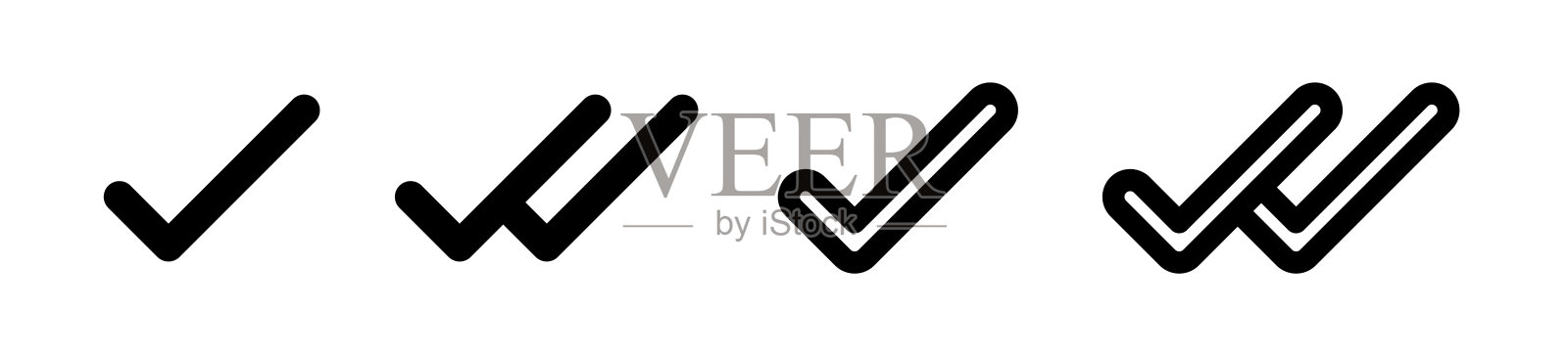 勾选矢量图标。打勾图标集。正确的象征。图标素材