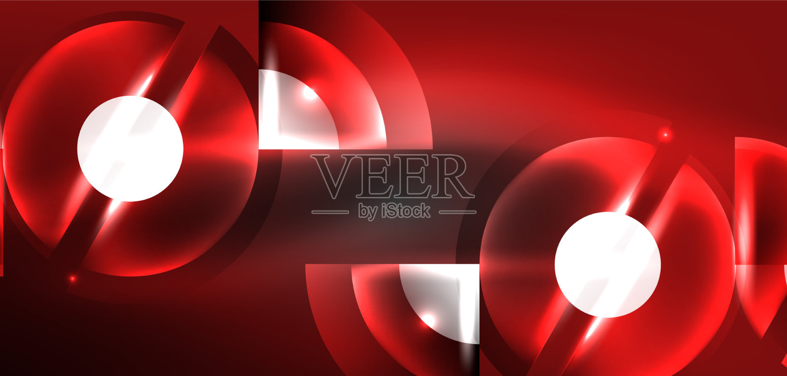 抽象背景发光的霓虹灯圆圈和线条插画图片素材