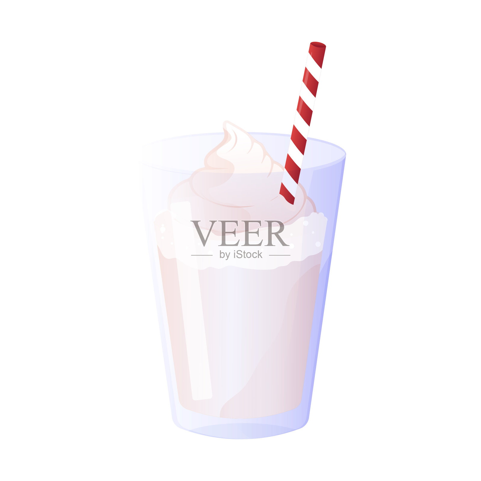 奶昔，蛋奶酒，冬饮加稻草奶油。矢量图插画图片素材