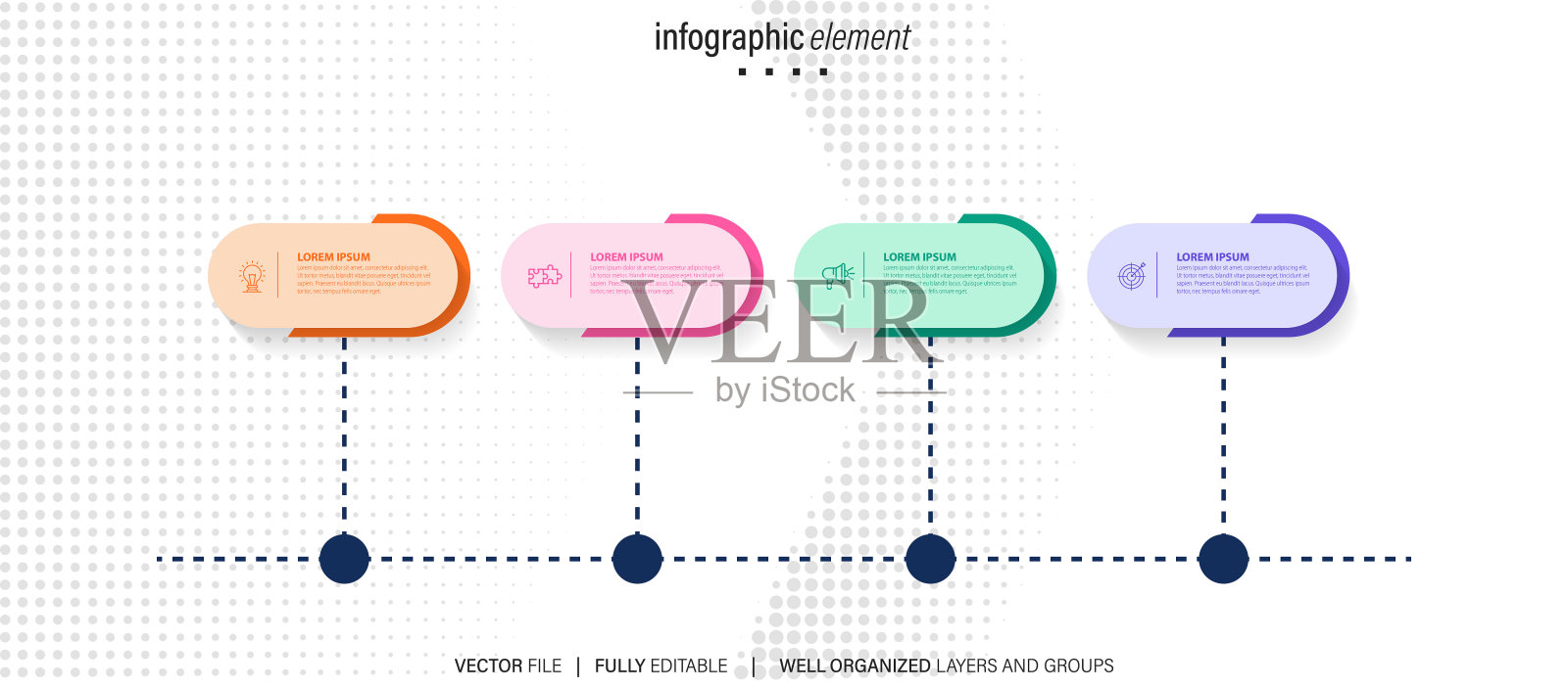 简单和干净的演示业务信息图表设计模板4条的选项插画图片素材