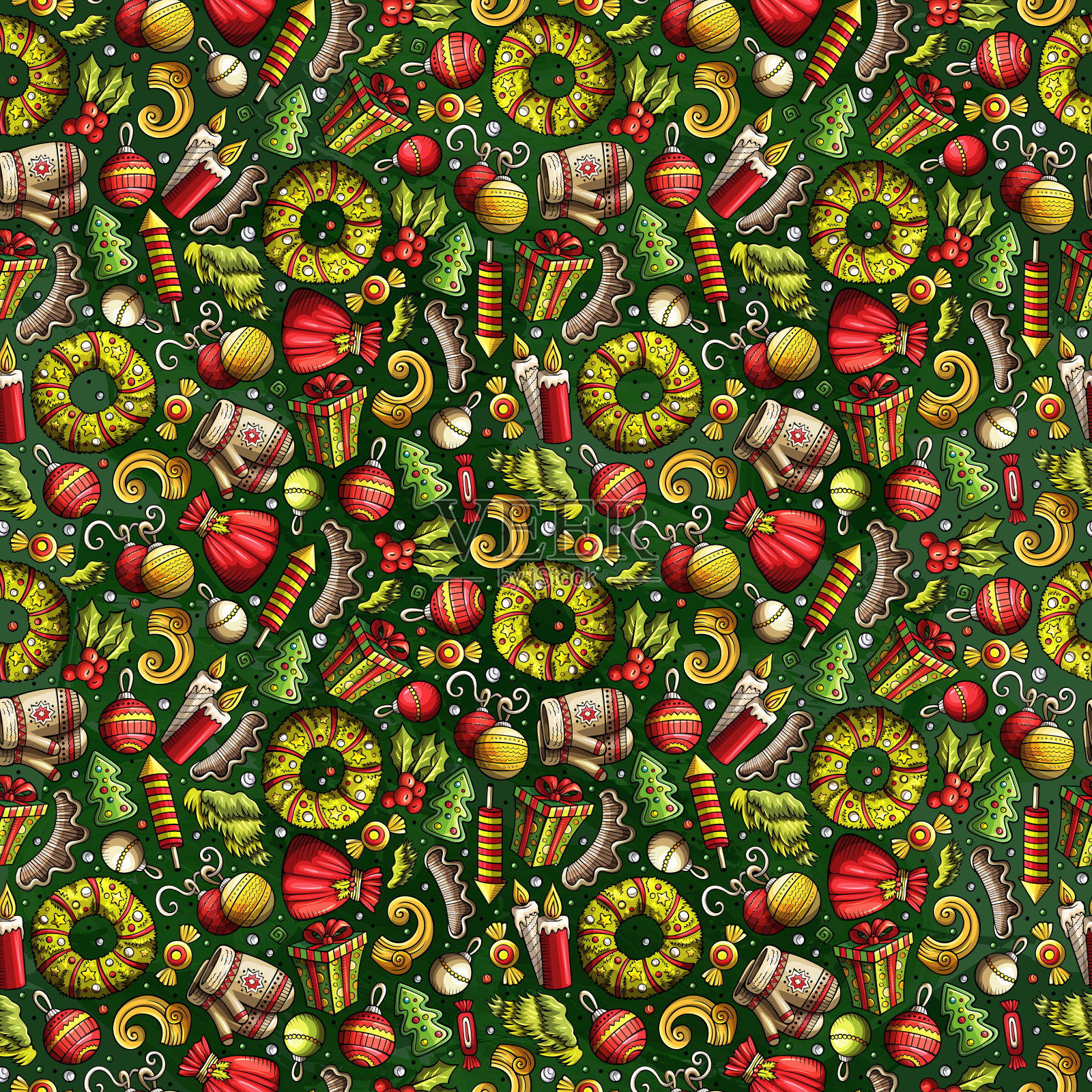 卡通圣诞节可爱无缝图案插画图片素材