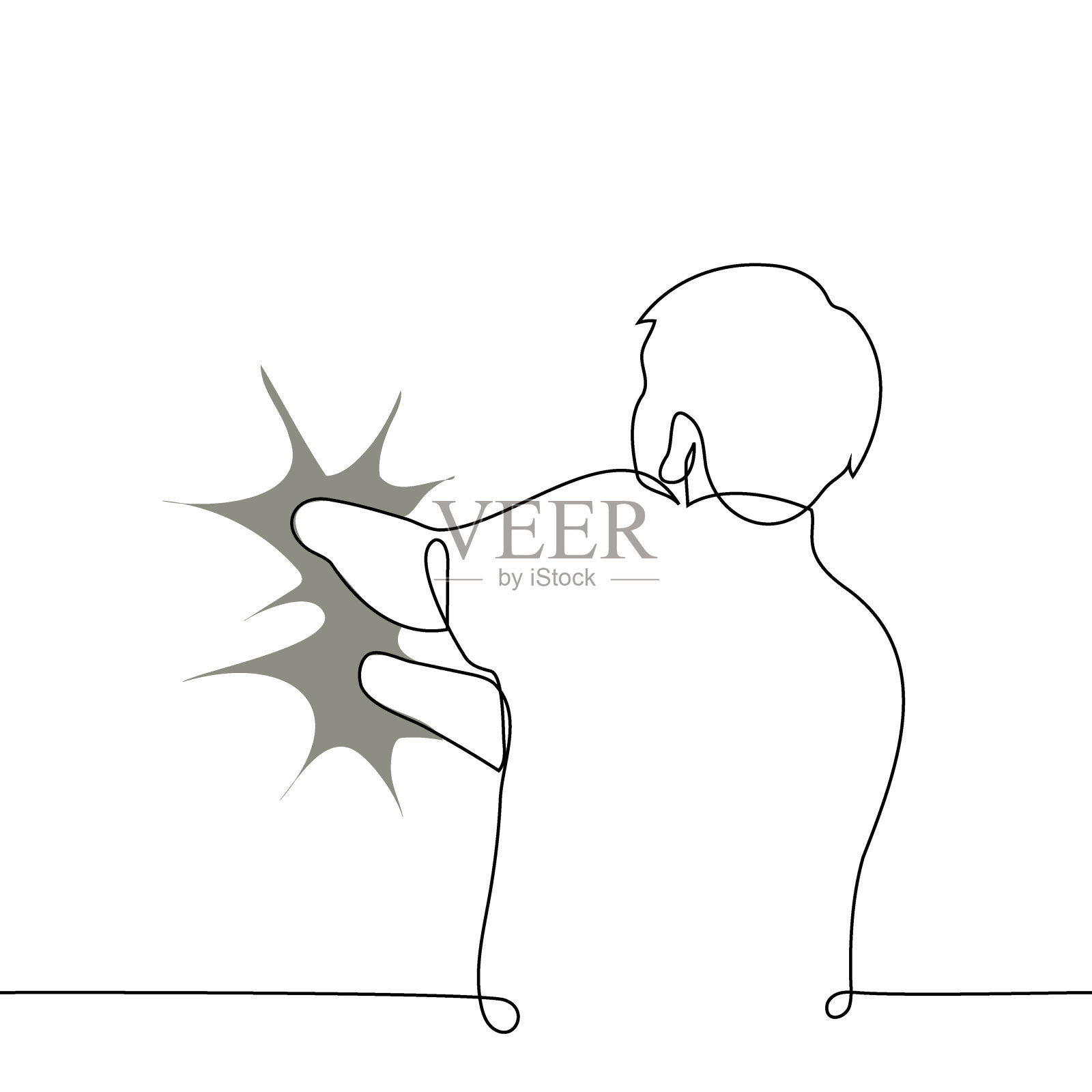 一个人站着，双手陷在墙上的泥潭里——一行艺术向量。概念掉进了陷阱，陷入了泥潭，被困住了，陷在一个事物的隐喻里插画图片素材