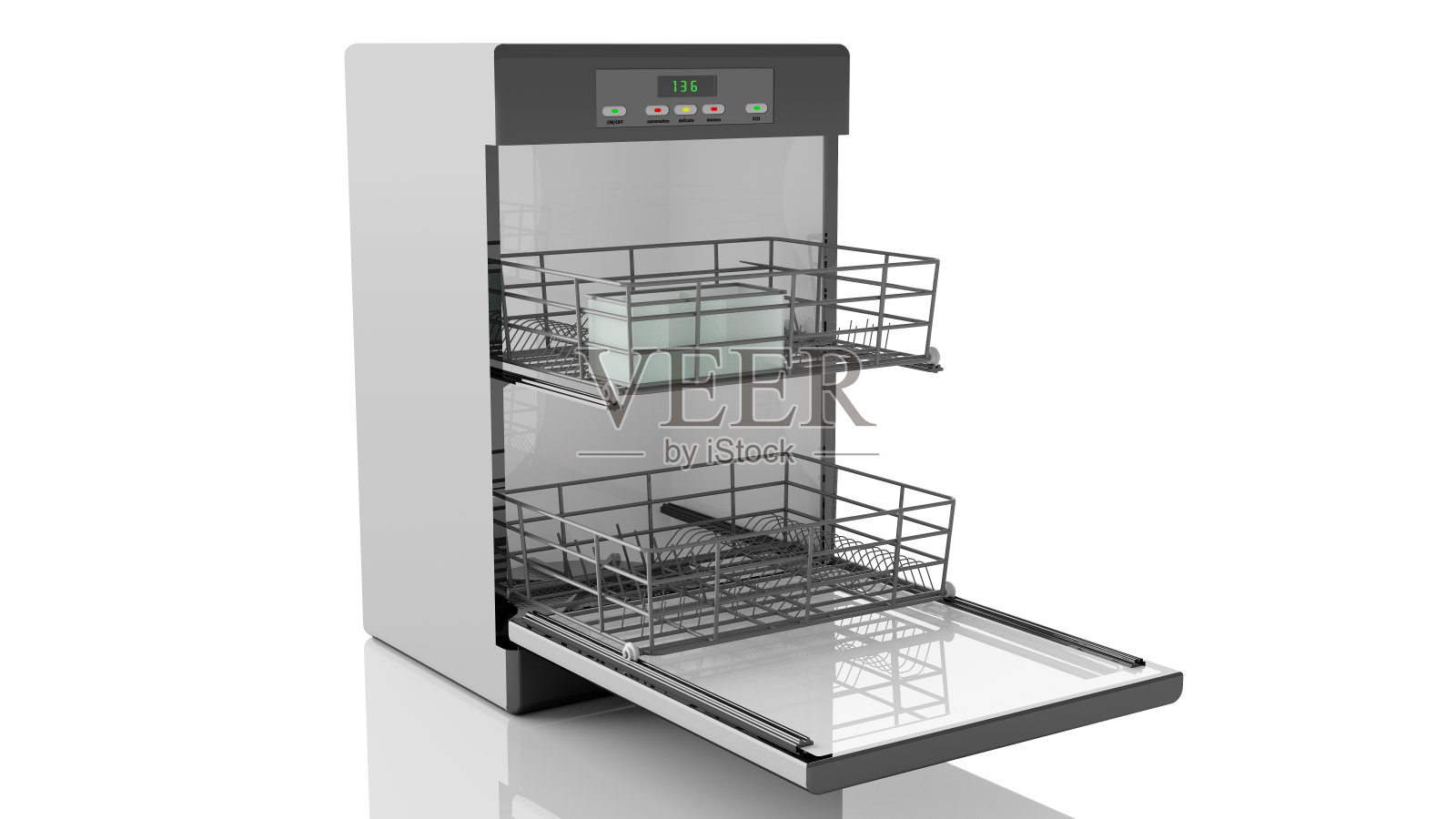 家用电器技术洗碗机。3D插图照片摄影图片