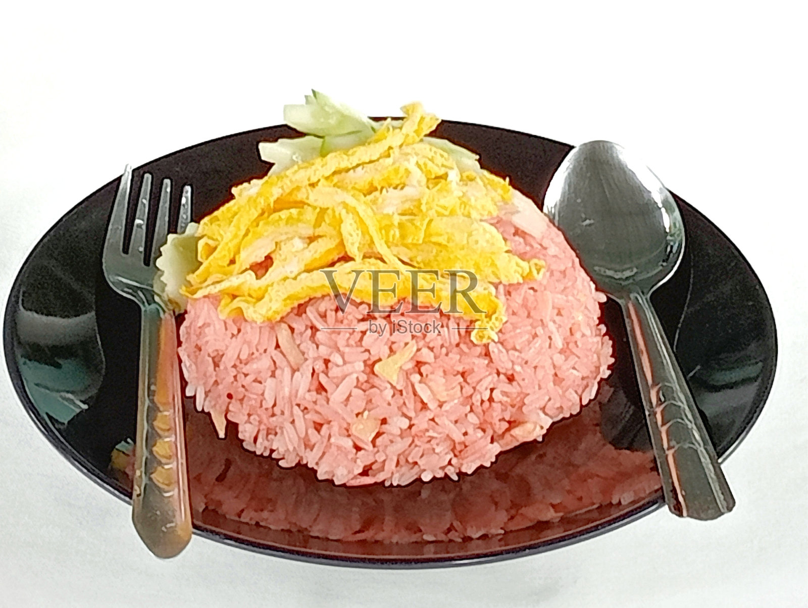 番茄酱炒饭。照片摄影图片