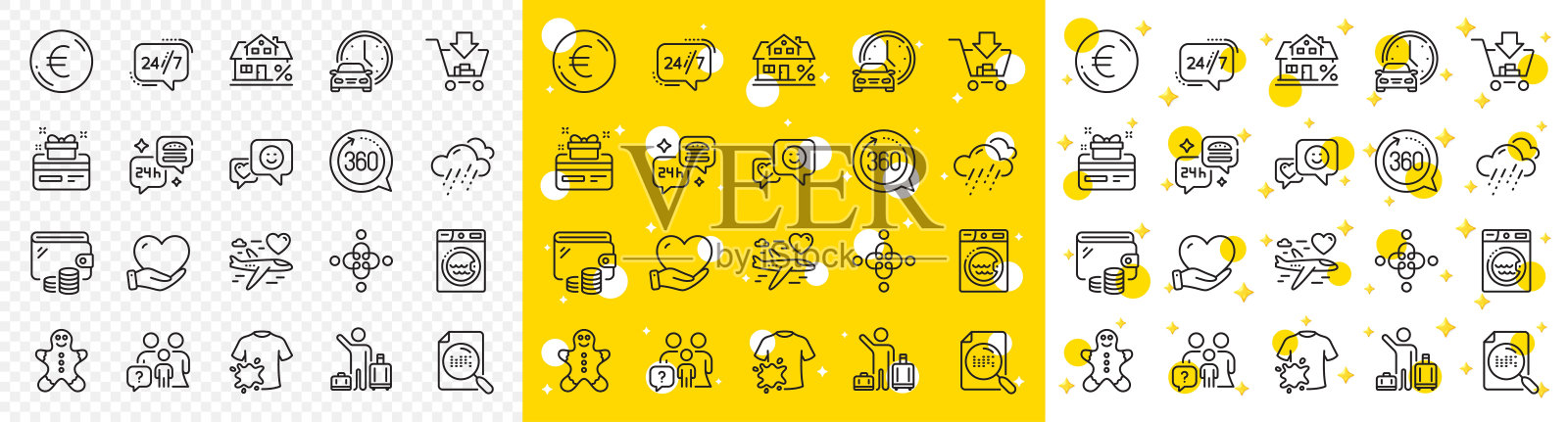 概述脏t恤，家庭问题和包含线图标。用于web应用程序。矢量图标素材