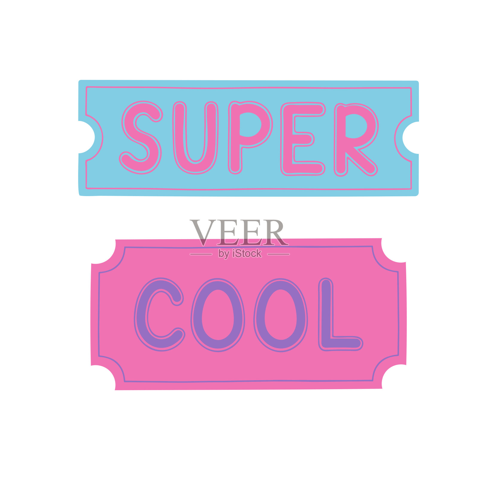 一套很酷的复古少女贴纸。插画图片素材