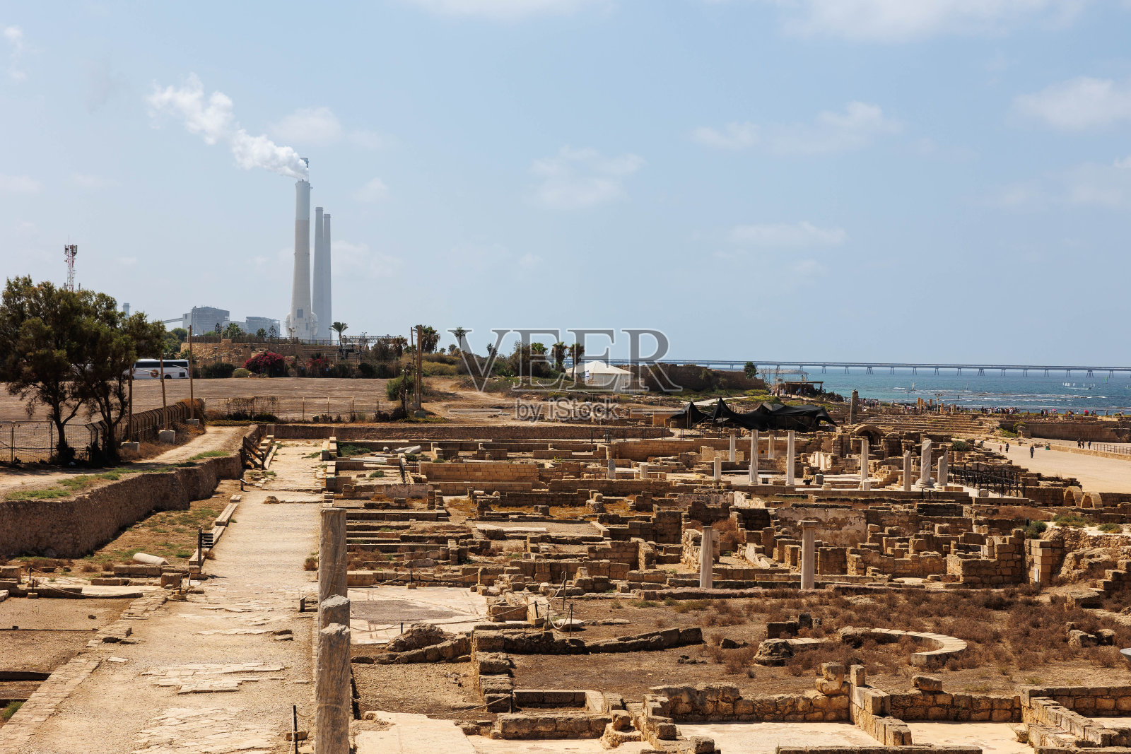 以色列凯撒利亚：罗马和十字军时期的考古遗址照片摄影图片