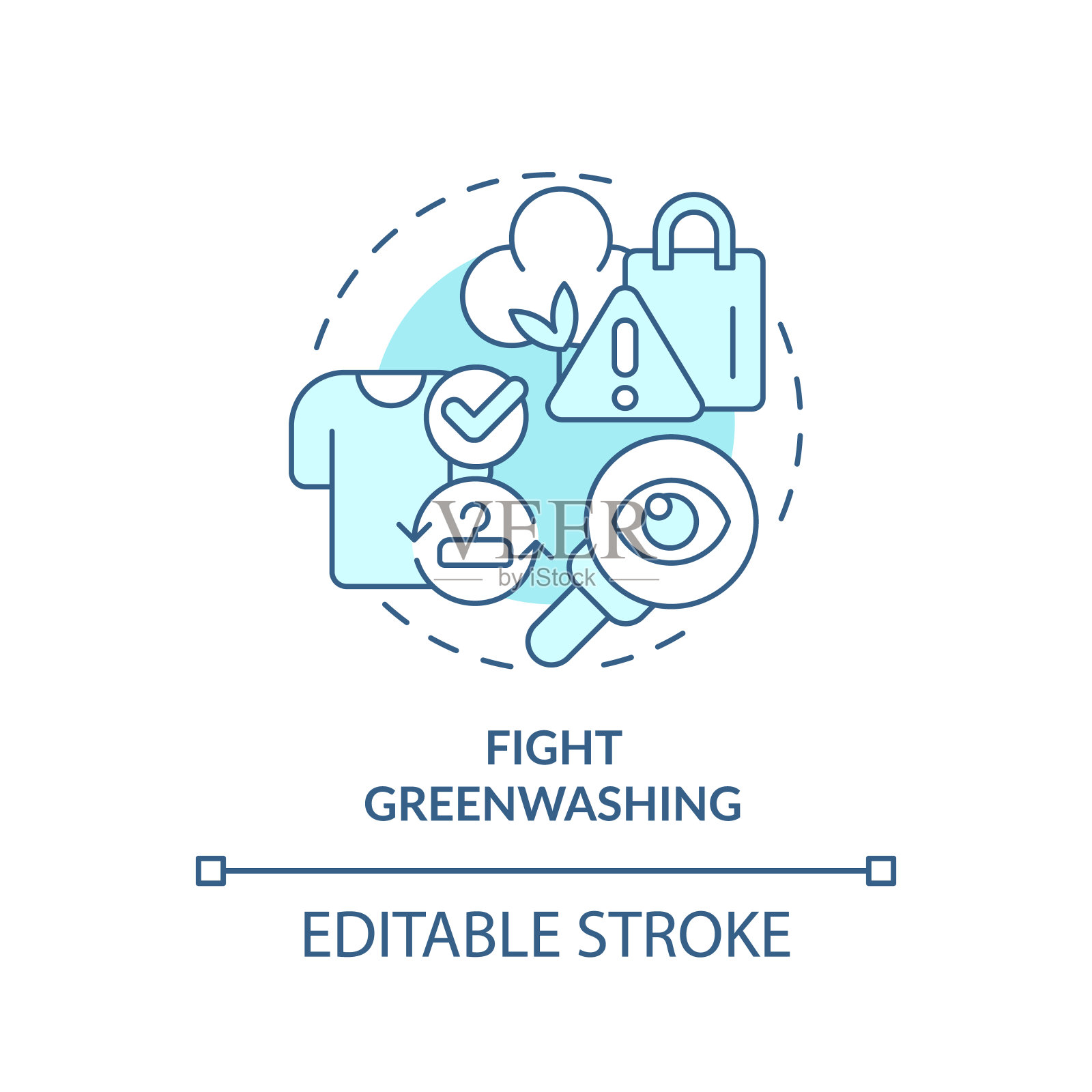 2D可定制的细线图标对抗绿洗概念插画图片素材