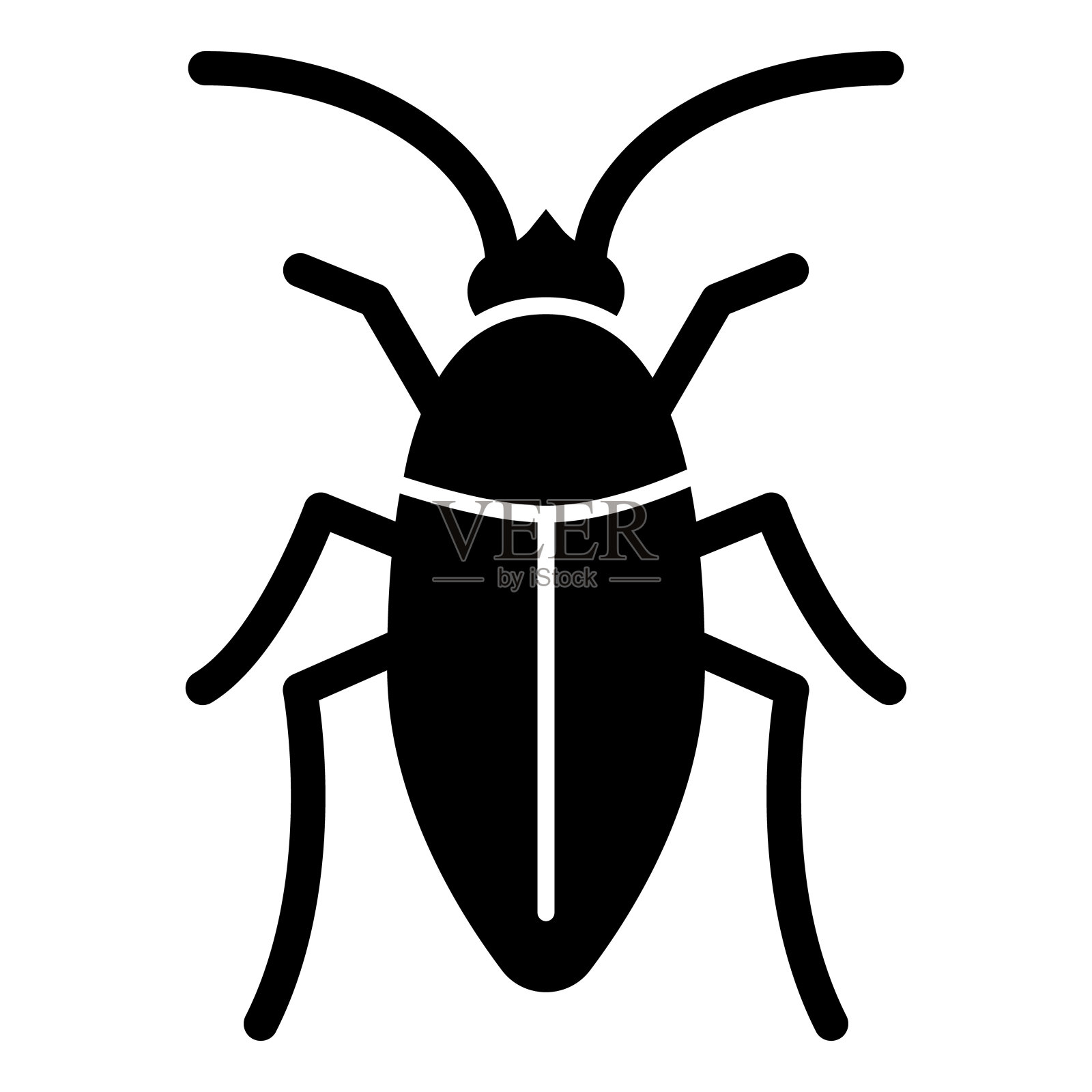 蟑螂固体图标，害虫概念，甲虫标志在白色背景，蟑螂图标在字形风格的移动概念网页设计。矢量图形。插画图片素材