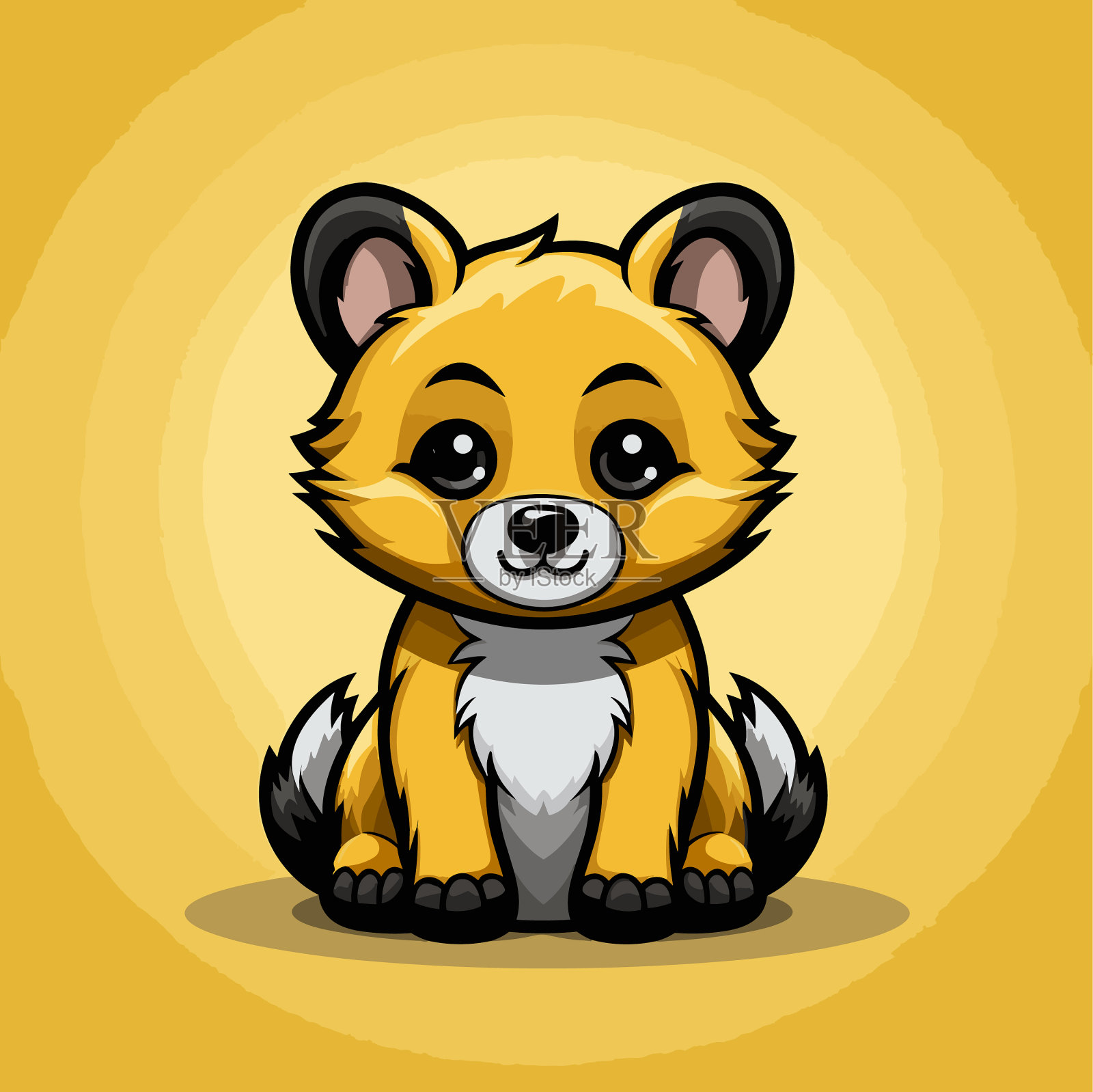 鬣狗手绘漫画可爱的涂鸦风格插画图片素材