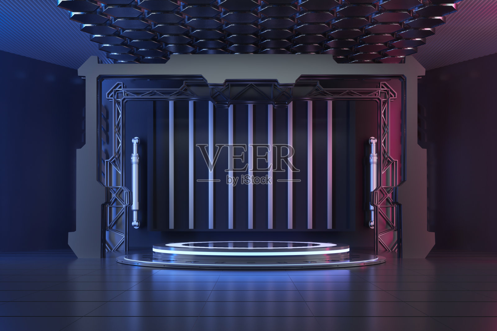 3D渲染金属舞台展示空间照片摄影图片