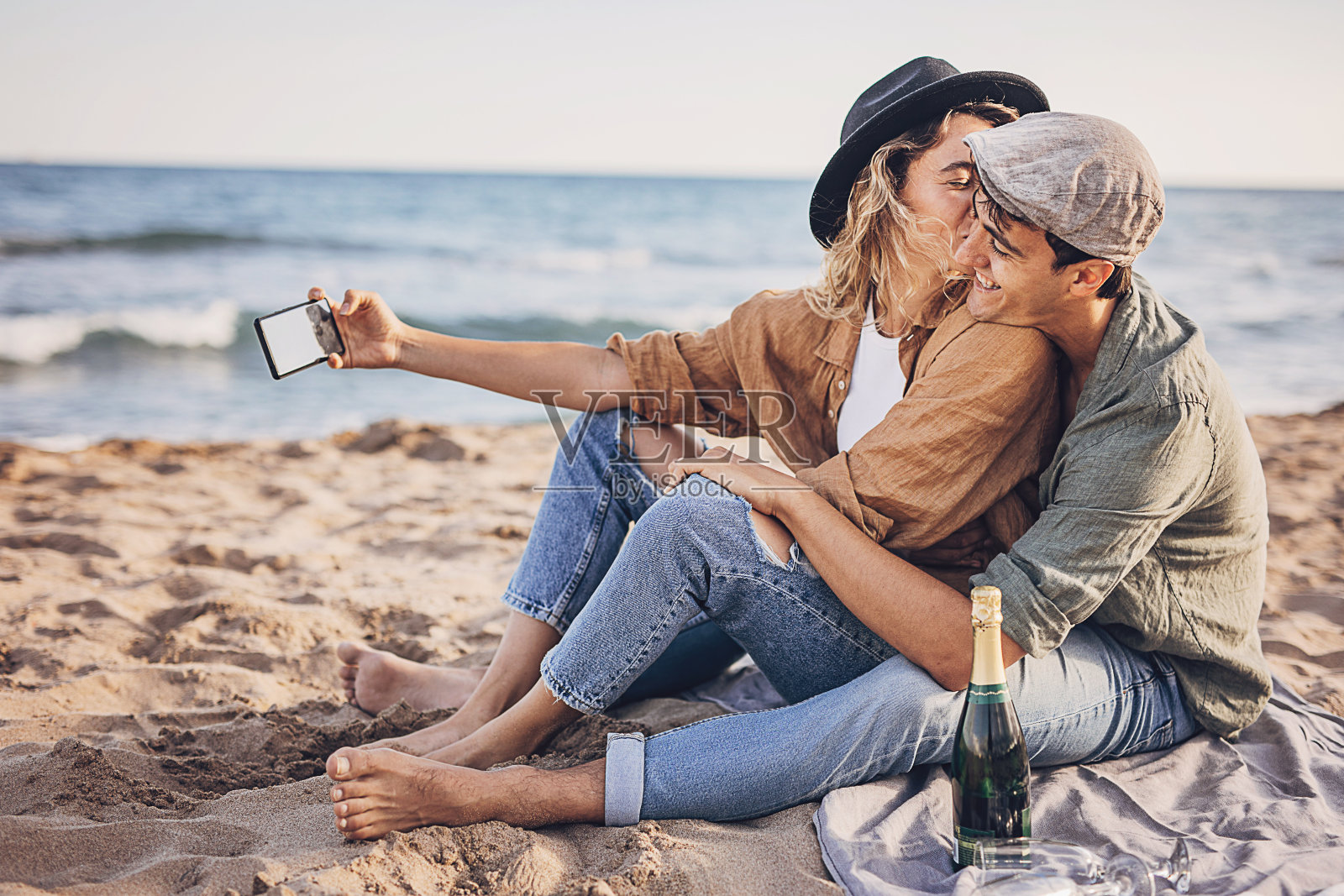 自拍的情侣照片摄影图片