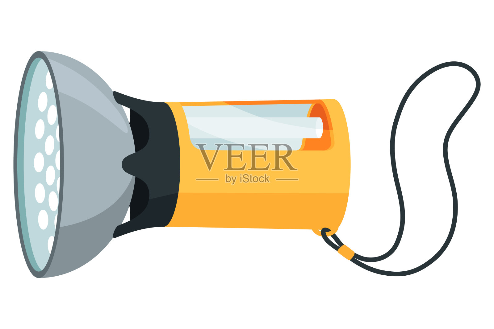 带聚光灯或闪光灯功能的照明图标。白色背景上的孤立照明灯矢量卡通插图插画图片素材