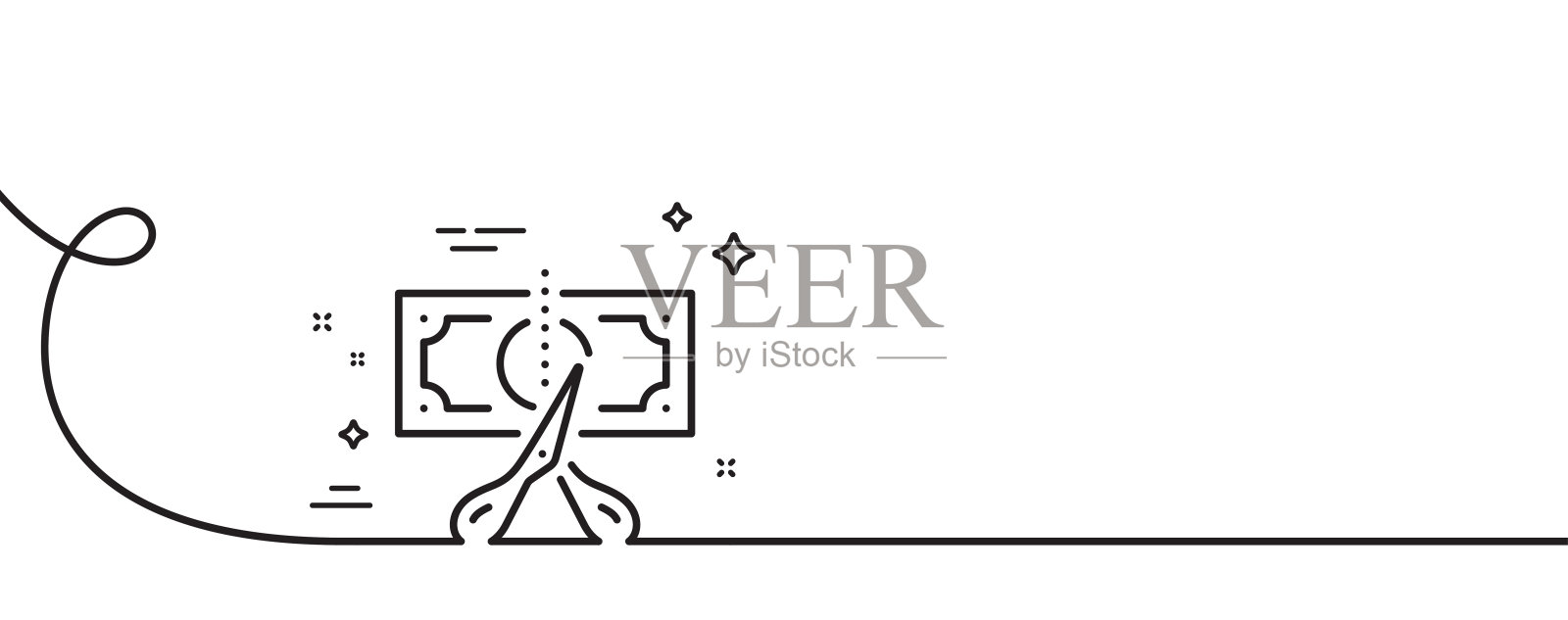 减税线图标。降低税率标志。带旋度的连续线。向量插画图片素材