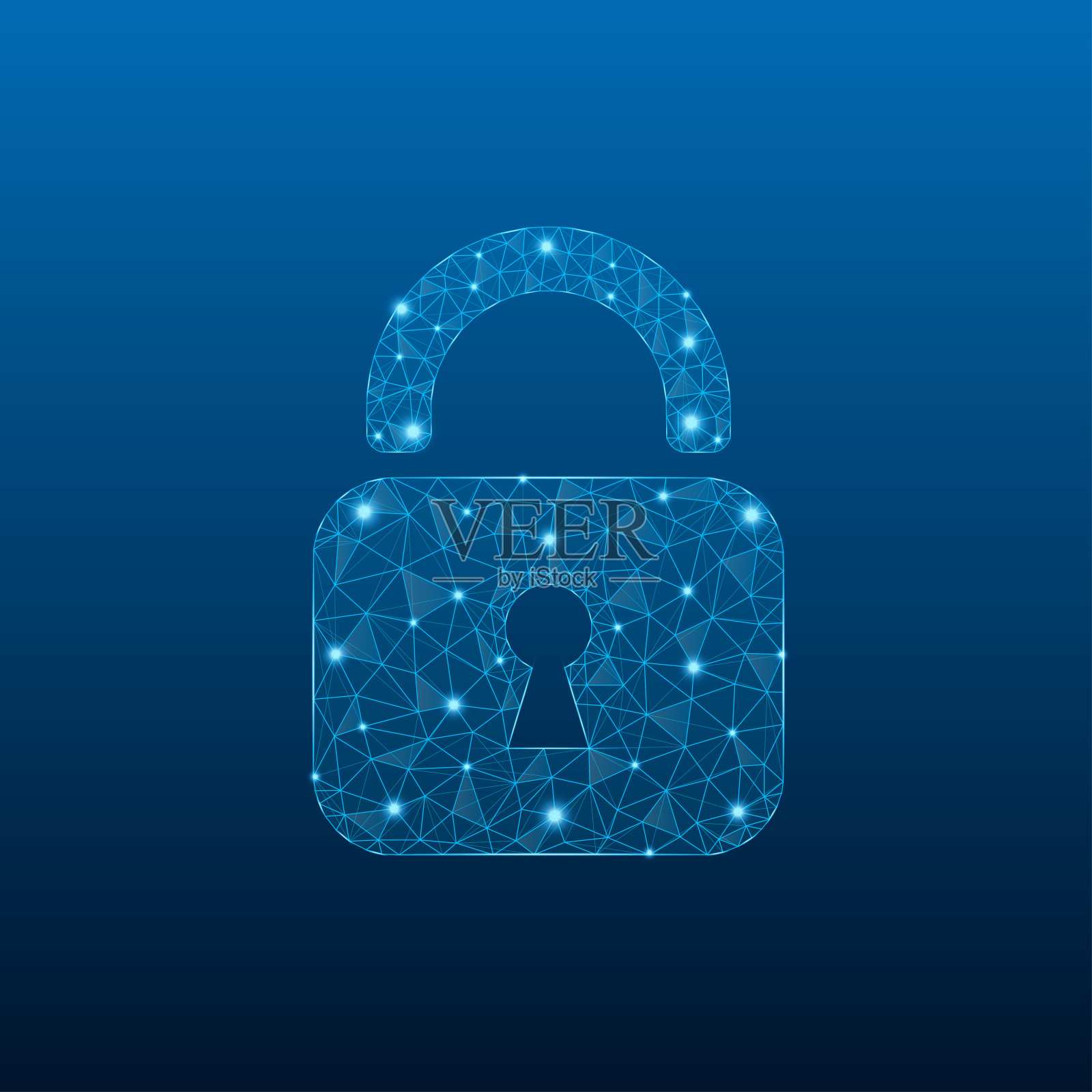 网络安全概念。互联网科技经营理念以低聚锁象征隐私。网络安全横幅矢量隔离几何背景。插画图片素材